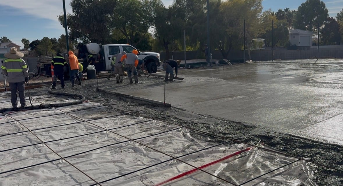 Post-tension court slab built for Henderson, NV conditions